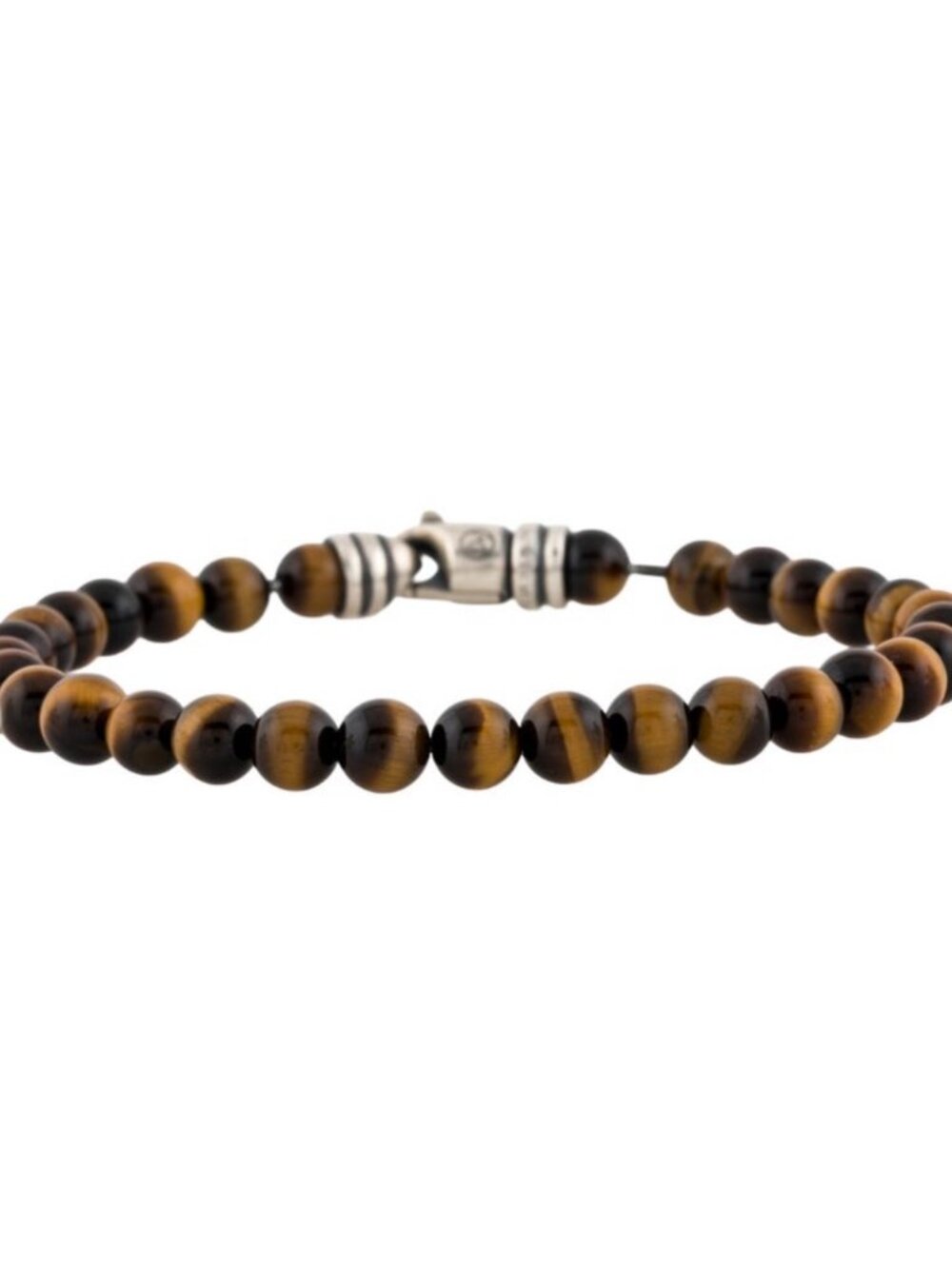 DAVID YURMAN STERLING SILVER 925 TIGER'S EYE QUARTZ SPIRITUAL BEAD BRACELET